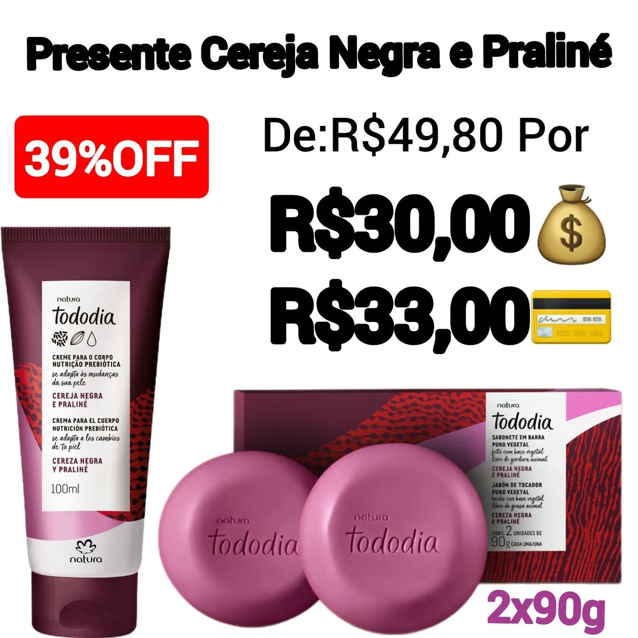 Presente Cereja Negra e Praliné Dia das Mães -Natura 