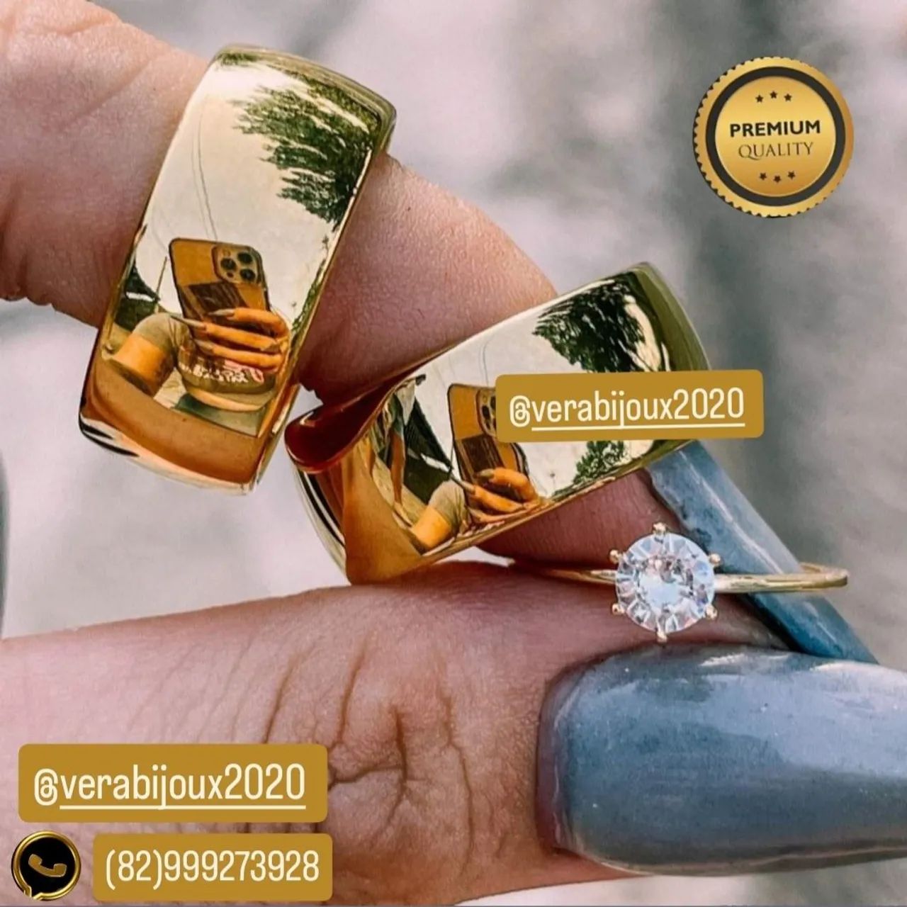  Kit de Alianças de Casamento em Ouro 18k - Foto 3
