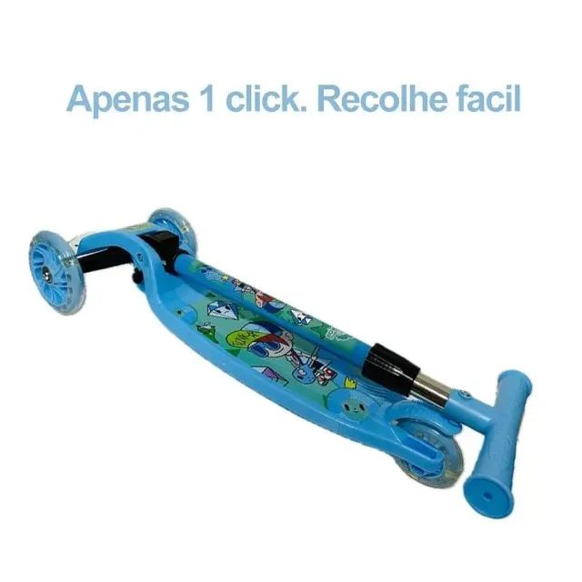 Patinete Infantil 3 Rodas De Led Dobrável Reforçada -Azul - Foto 4