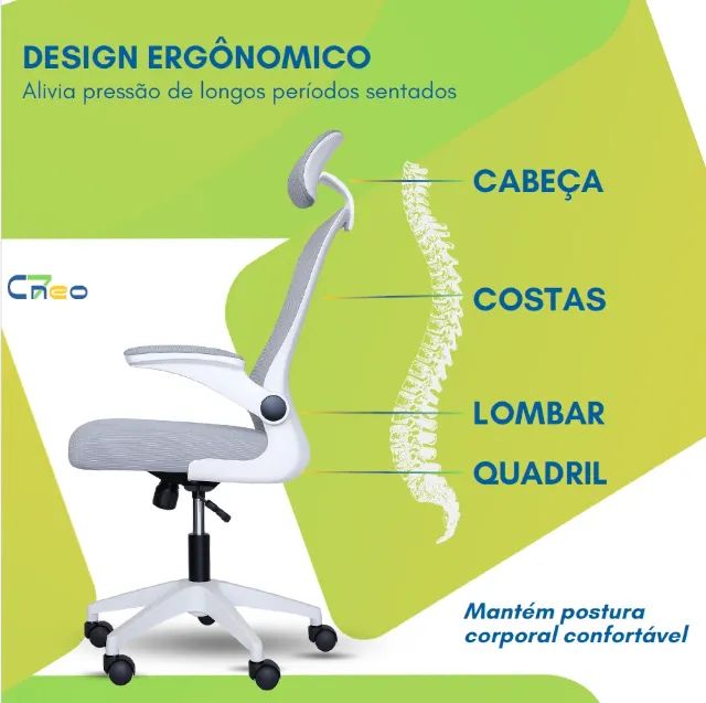Cadeira Executiva Escritório Ergonômica Apoio Lombar Tela Mesh Confortável C7 Neo - Office - Foto 5
