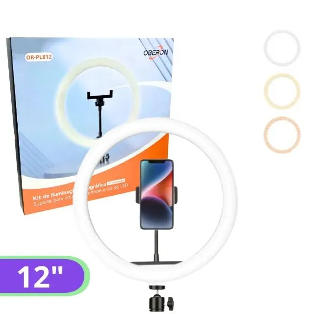 Ring Light 12" / 30cm c/ Suporte para Celular - OR-PL812-12