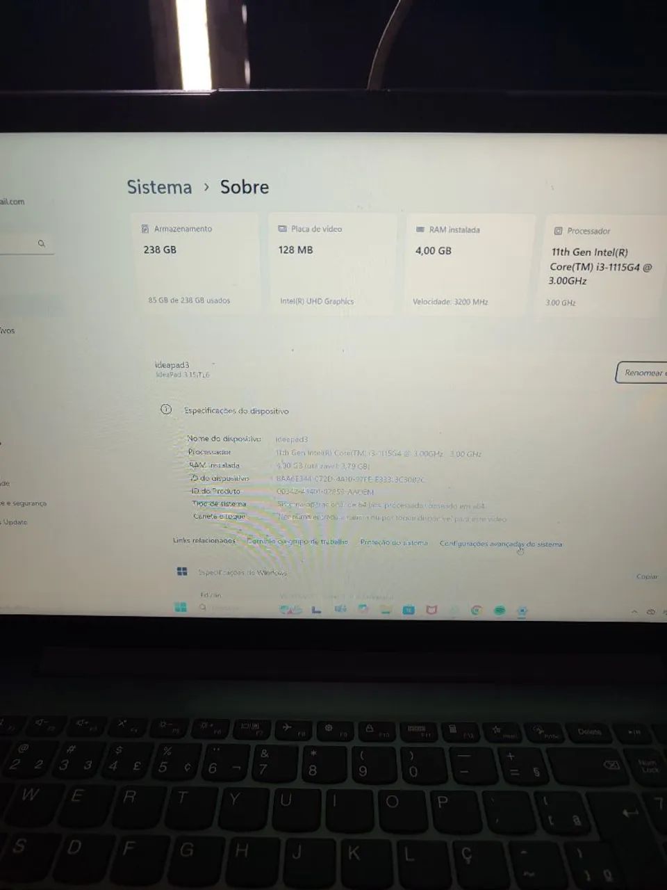 Notebook Lenovo IdeaPad 3 11th Gen Intel Core i3 3.00GHz