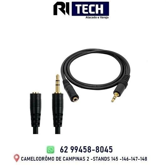 Cabo Extensor P2 Macho X P2 Fêmea 1,5M Audio