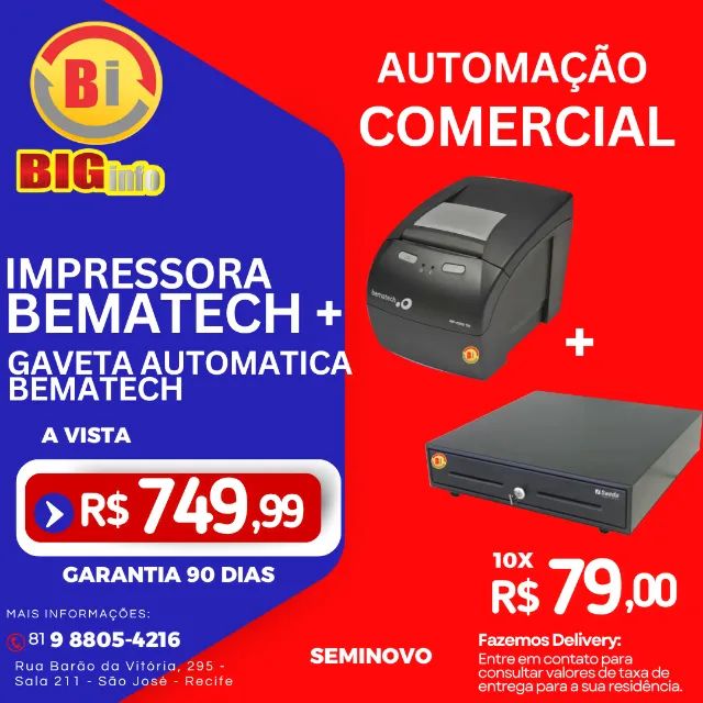 Impressora Termica Nao fiscal Bematech + Gaveta Automatica  - Em ate 10x Fixas  