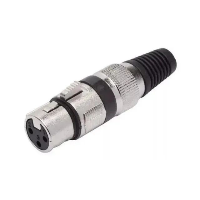 Conector Plug Xlr Femea 3 Pinos Microfone