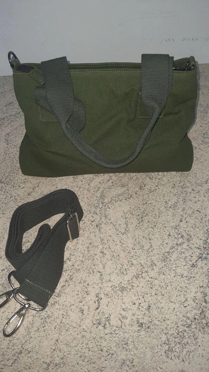 Bolsa em lona verde militar - Foto 3