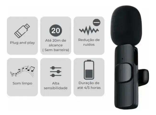 Microfone De Lapela Tipo C Profissional Bluetooth - Foto 2