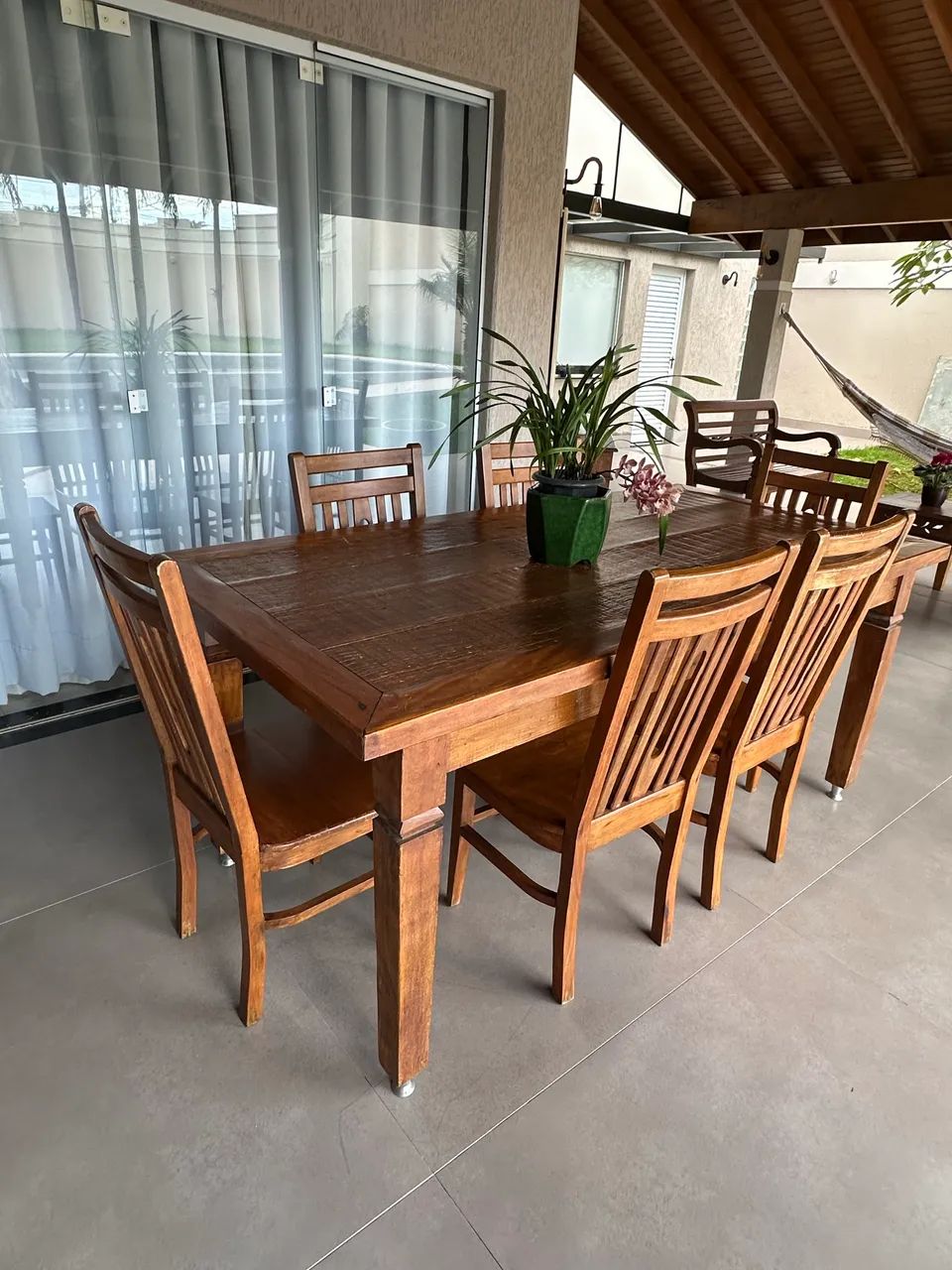 Mesa e cadeiras de madeira de demolição  - Foto 3
