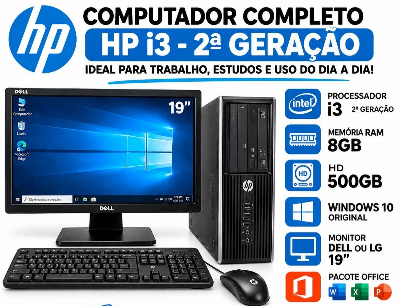 【2台】Hp・Core i3-7世代・8GB・500GB・DVDRW・Win10 Computador completo HP Core i3 da 2 geração, 8gb, hd 500gb