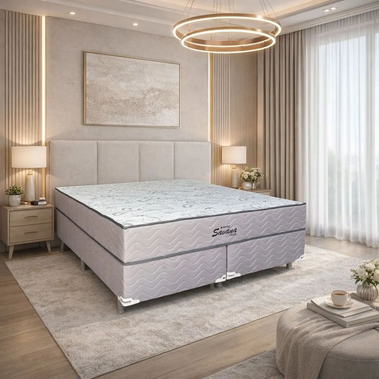  Cama Casal Box Queen Savana entrega grátis e imediata p/Fortaleza e só paga na entrega.<br>