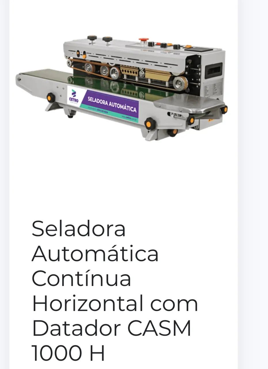 SELADORA EMPACOTADORA CETRO COM DATADOR E FOTOCÉLULA