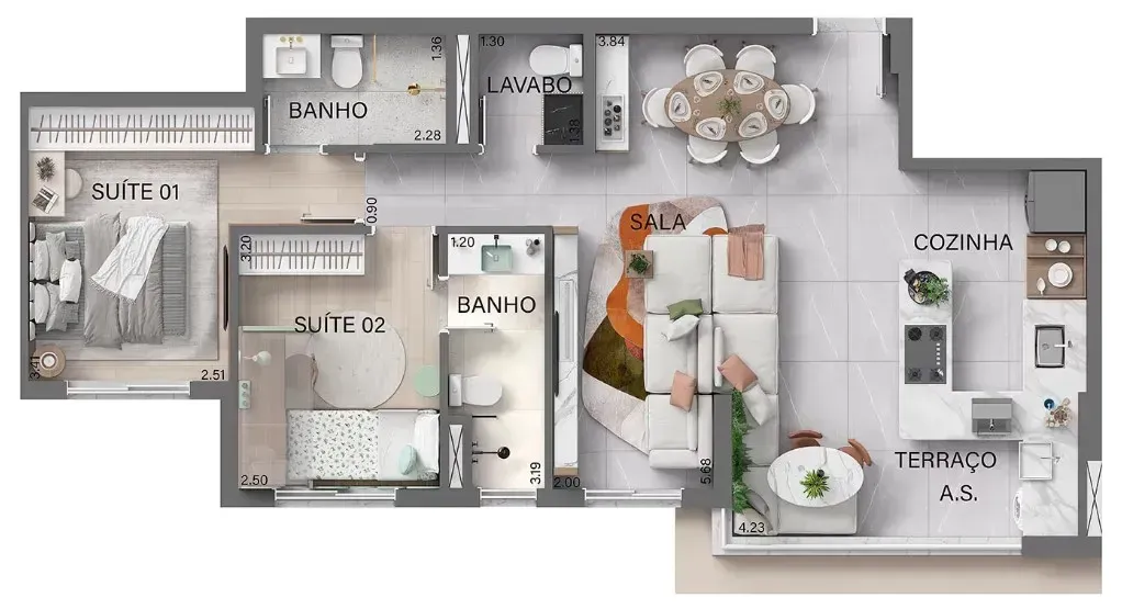 PLANTA 74m²