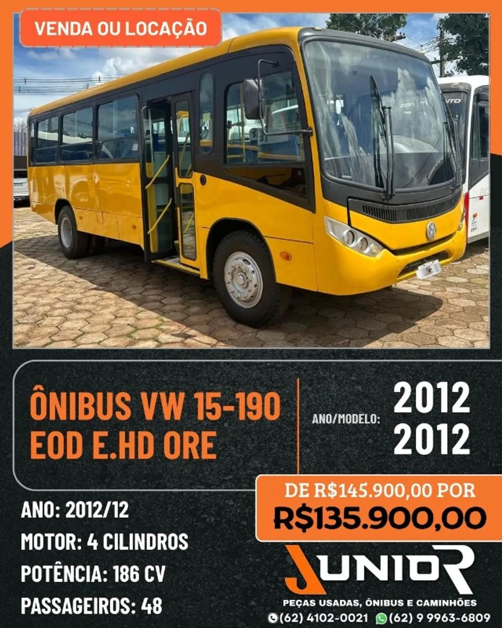 Ônibus Volkswagen VW 15-190 EOD 2012/12