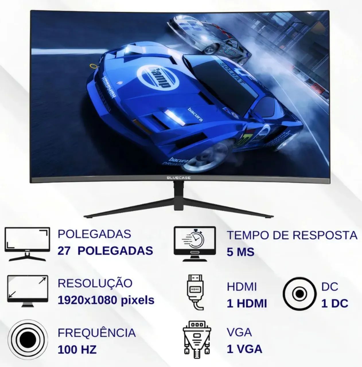 Monitor Gamer Curvo 27" Bluecase NOVO! - Foto 4