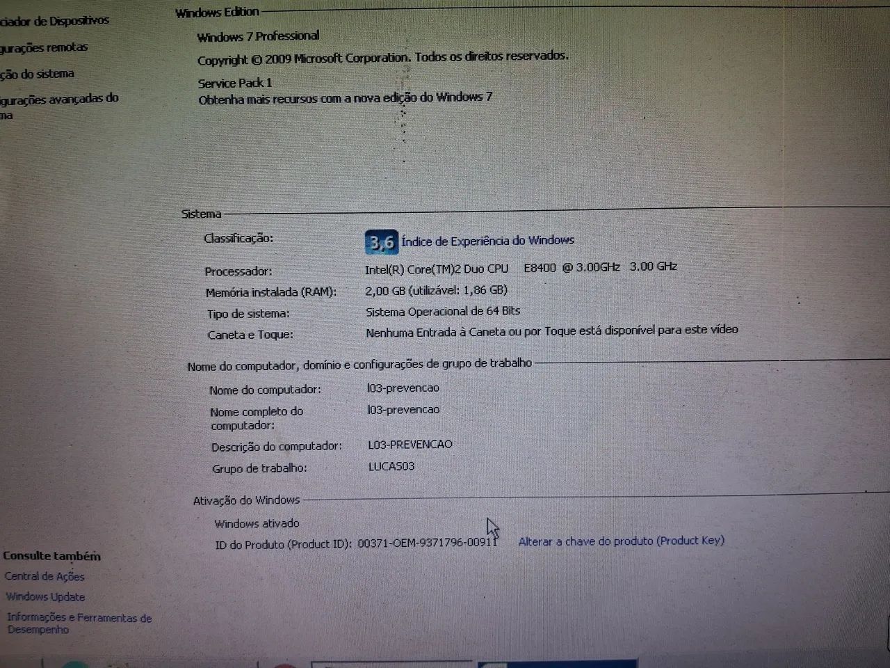 Vendo cpu da lenovo R$299