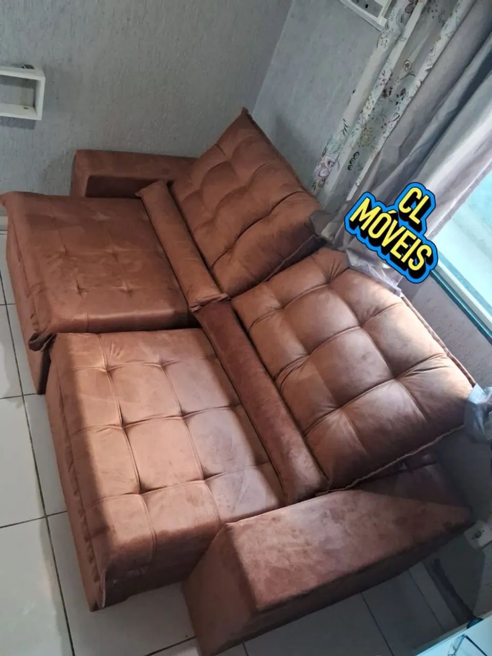 Sofá retrátil e reclinavel 2 metros 30,de molas direto da fábrica 446558694142136321