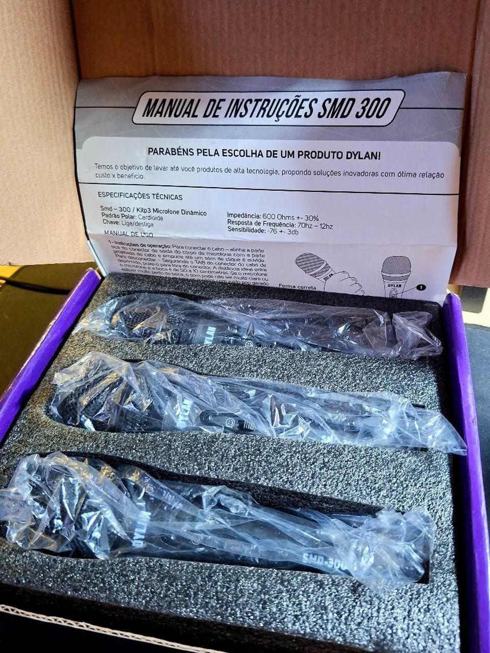 Kit 3 Microfones [Dylan SMD-300] + 3 Cabos - Foto 2