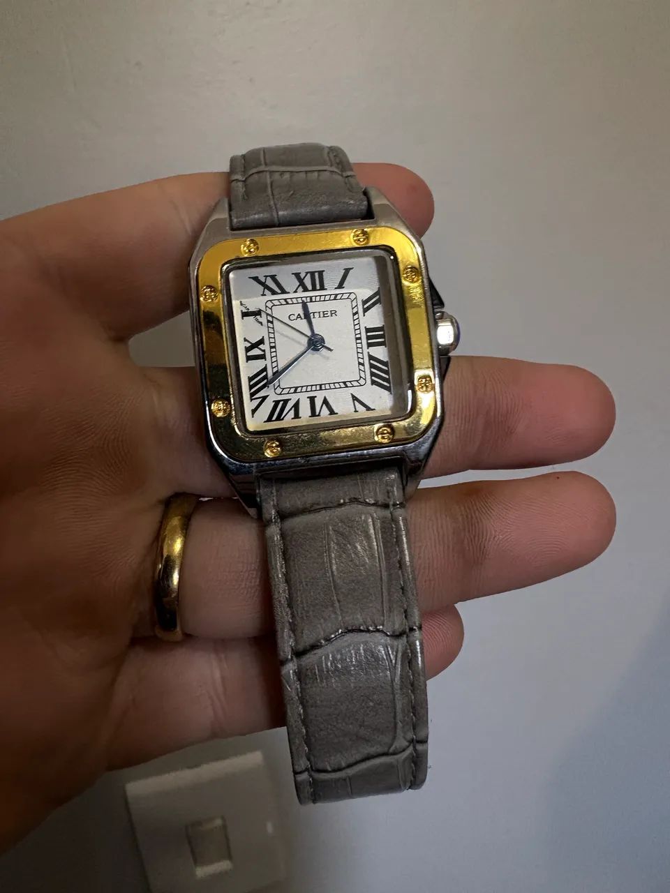 Cartier Santos misto com pulseira cinza  - Foto 3