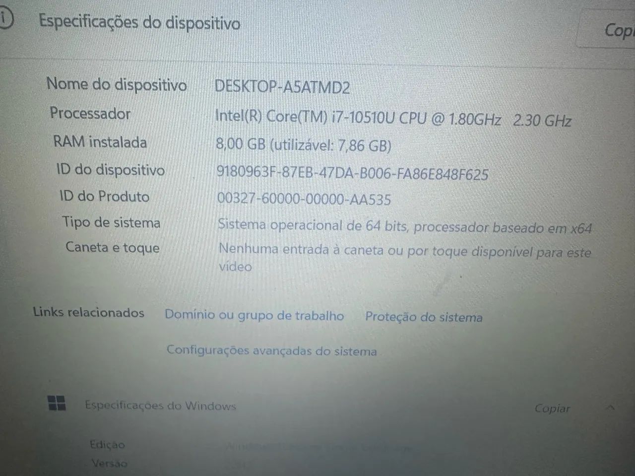 Vaio core i7 décima geração 8GB SSD M2 e HD - Foto 4