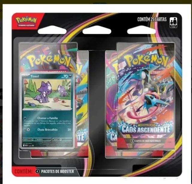 Pokémon ME04 Caos Ascendente Blister Quádruplo Toxel 4 Boosters copag - Foto 2