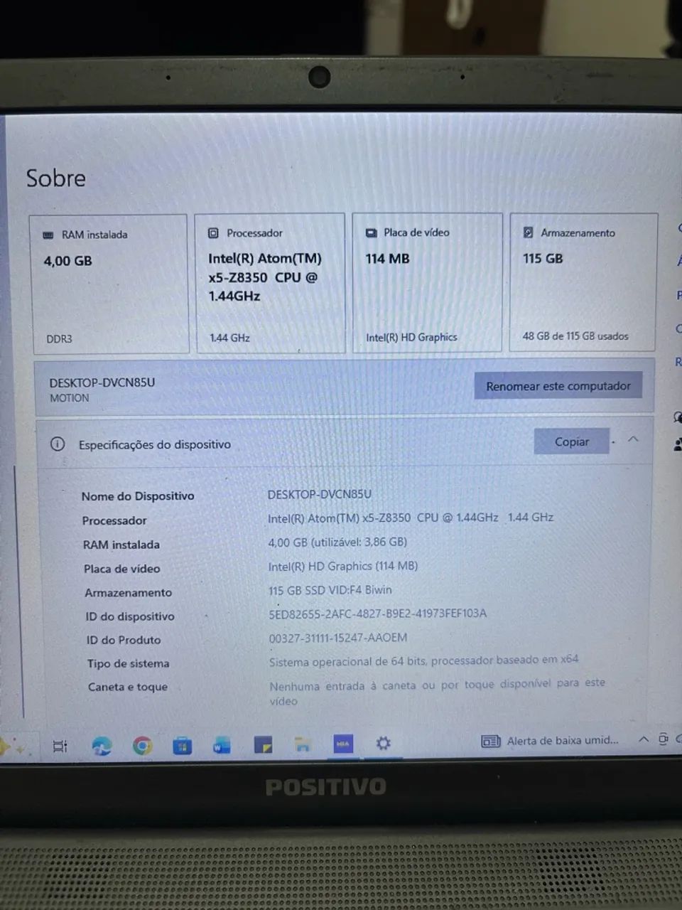 NOTEBOOK POSITIVO MOTION Q4128C + CARREGADOR - Foto 5