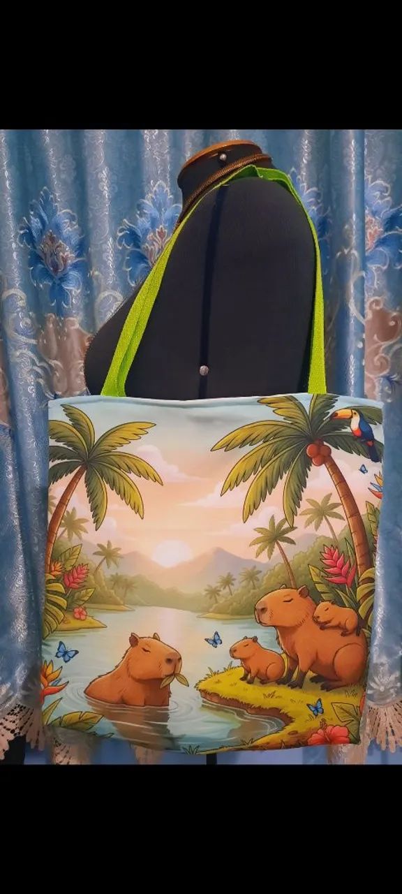 Bolsa Ecobag Artesanal grande , Capivaras - Foto 2