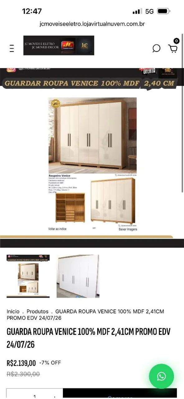 GUARDA ROUPA VENICE MDF