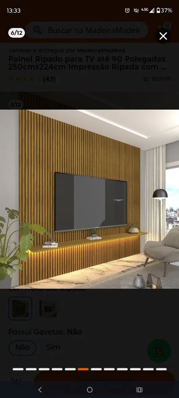 PAINEL RIPADO PARA TV ATÉ 90 POLEGADAS 250CM X 224CM  - Foto 2