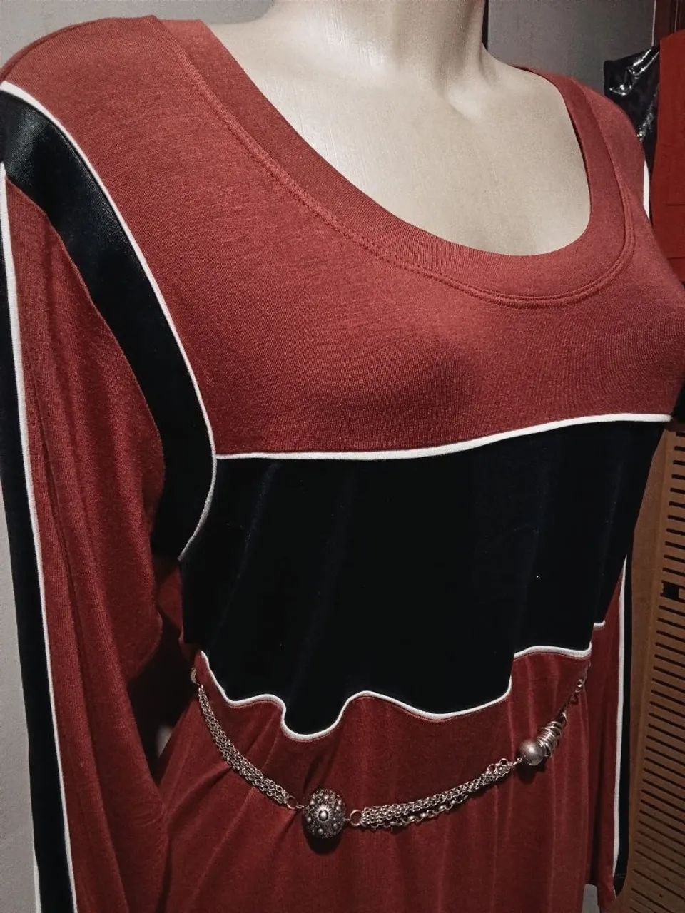 Vestido mid,mangas longas ,terra cota  - Foto 3