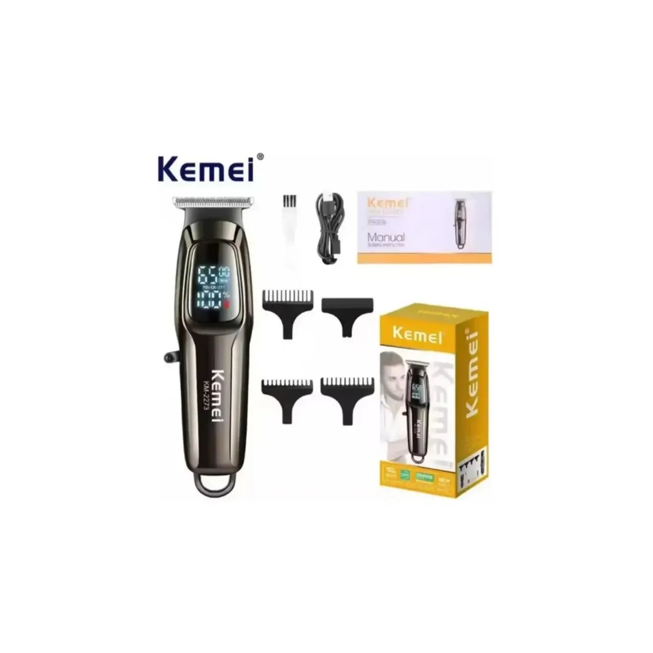 Digital Máquina De Cortar Cabelo E Barba Preto