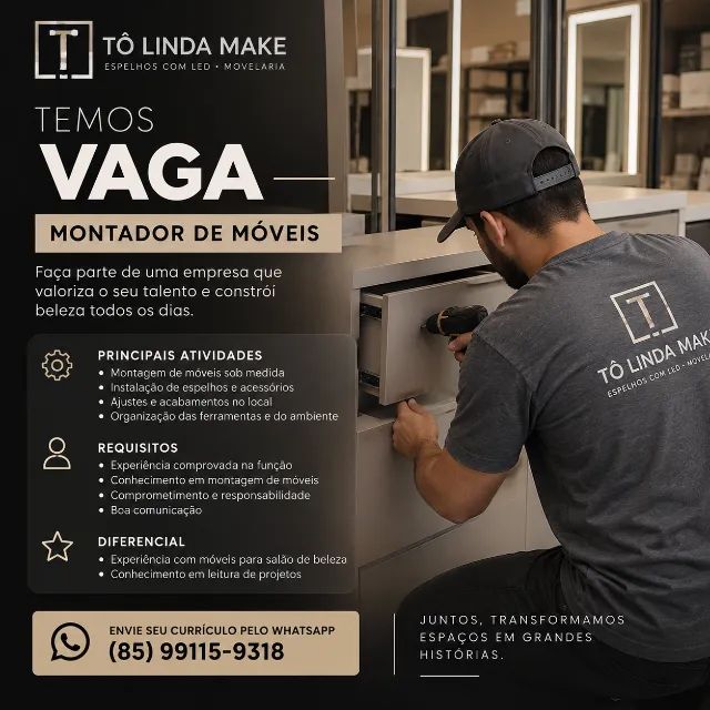 OPORTUNIDADE DE TRABALHO | MONTADOR DE MÓVEIS