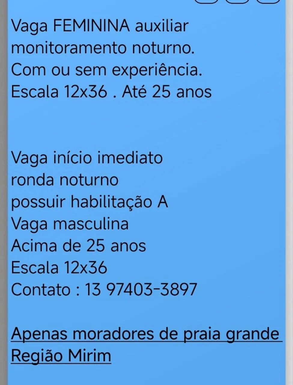 Vaga início imediato 