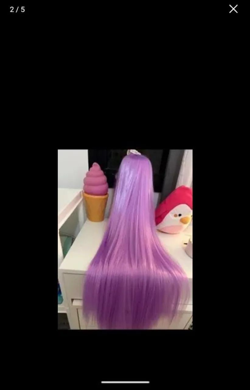 peruca lilás 85cm - Foto 2