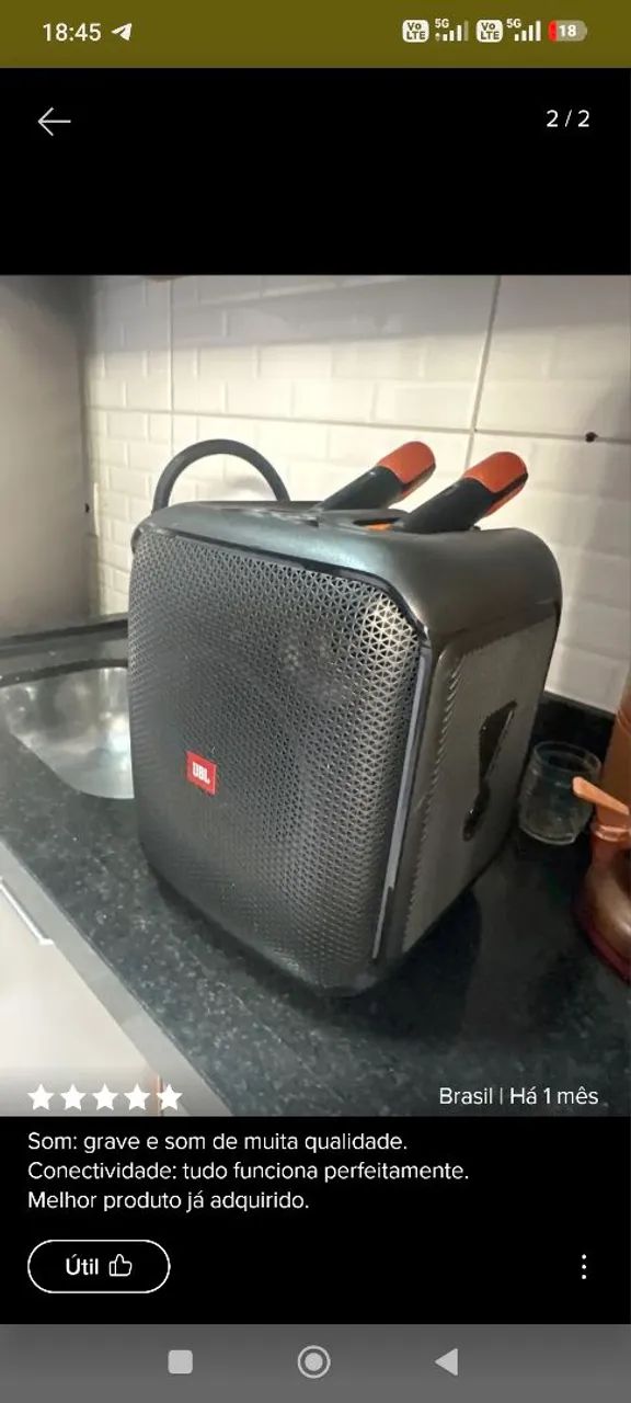 Caixa De Som Partybox Encore Com Microfone Jbl Preta - Foto 4