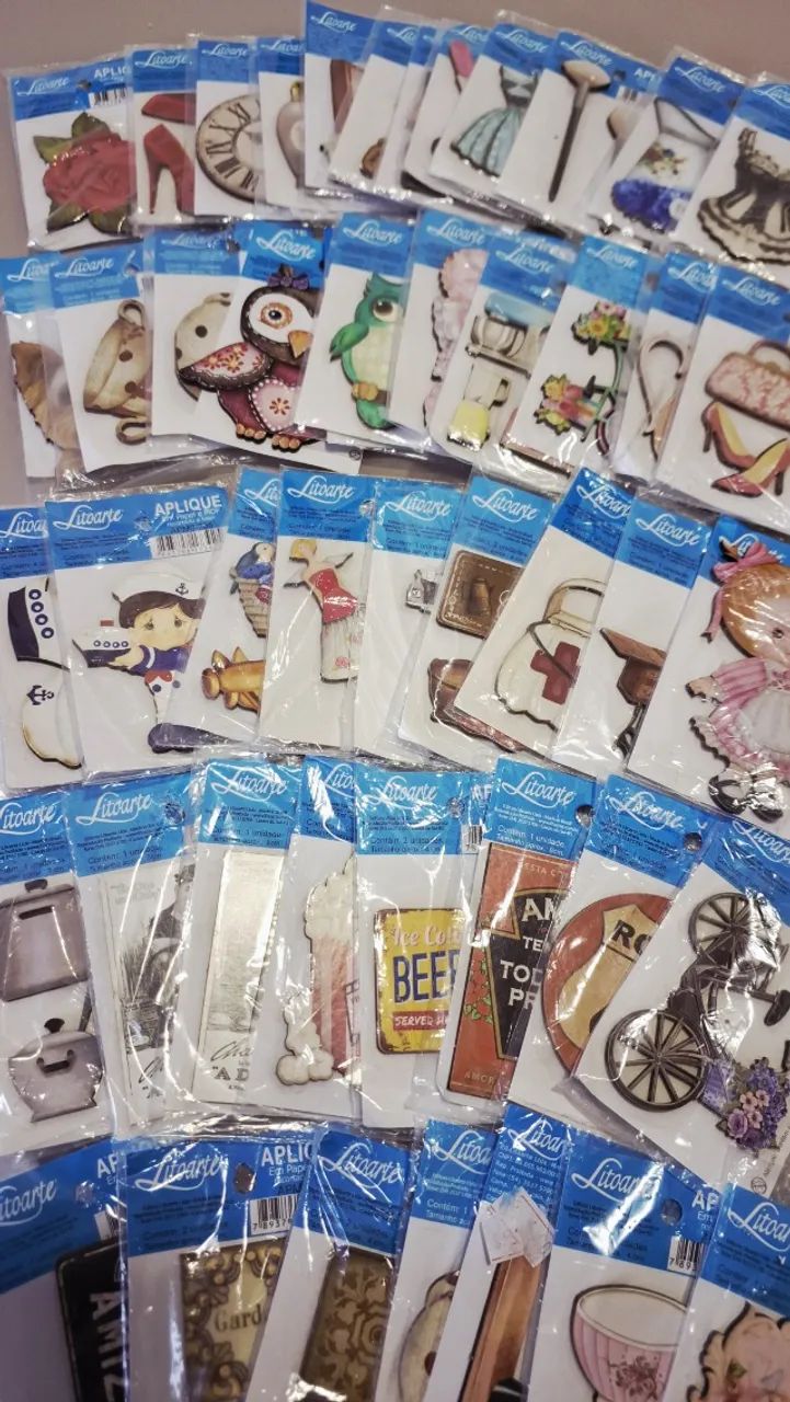 Kit de 118 Apliques MDF e Papel Litoarte e outros diversos  - Foto 2