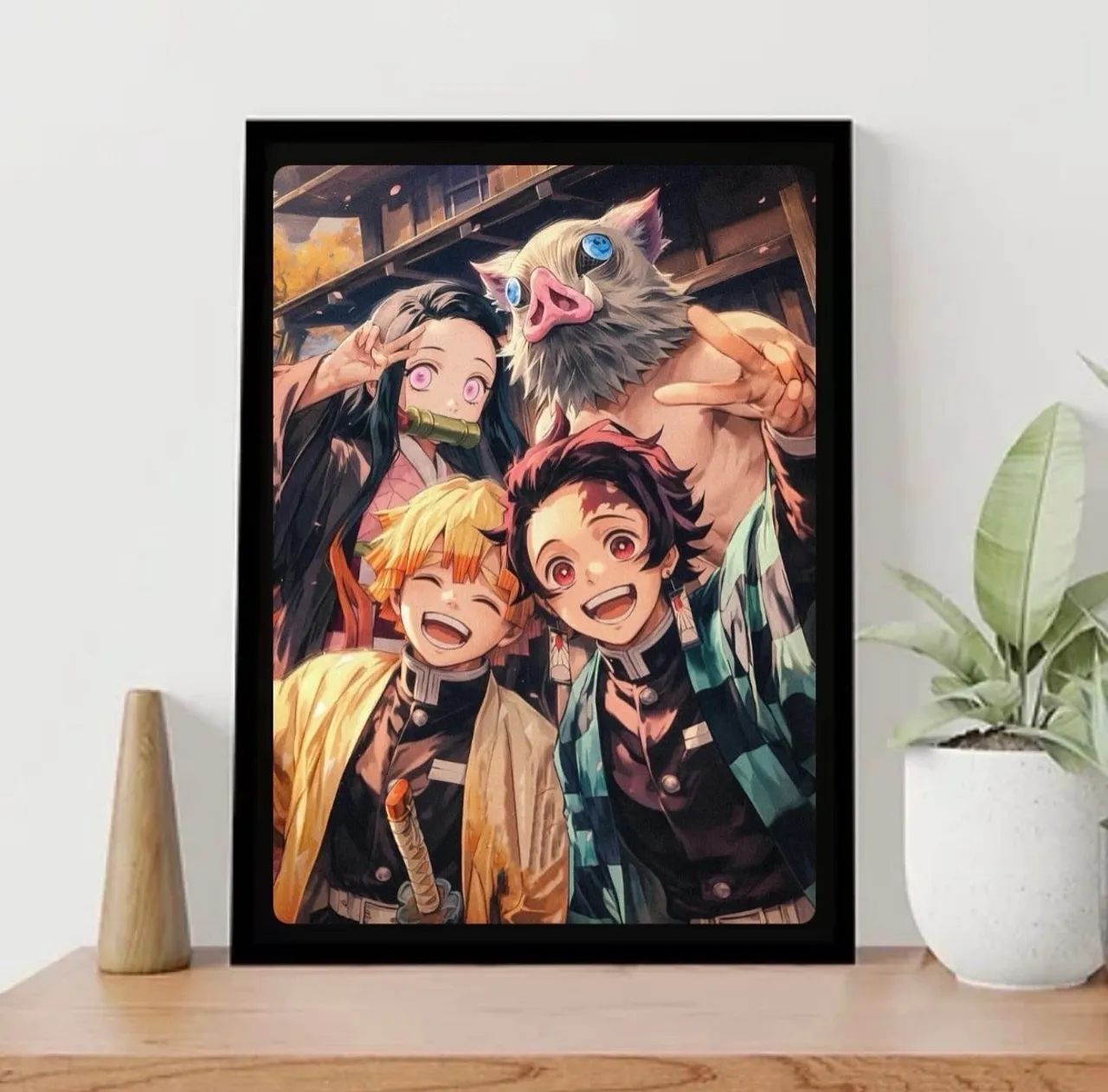 Combo 3 Quadros Demon Slayer 32x23 cm