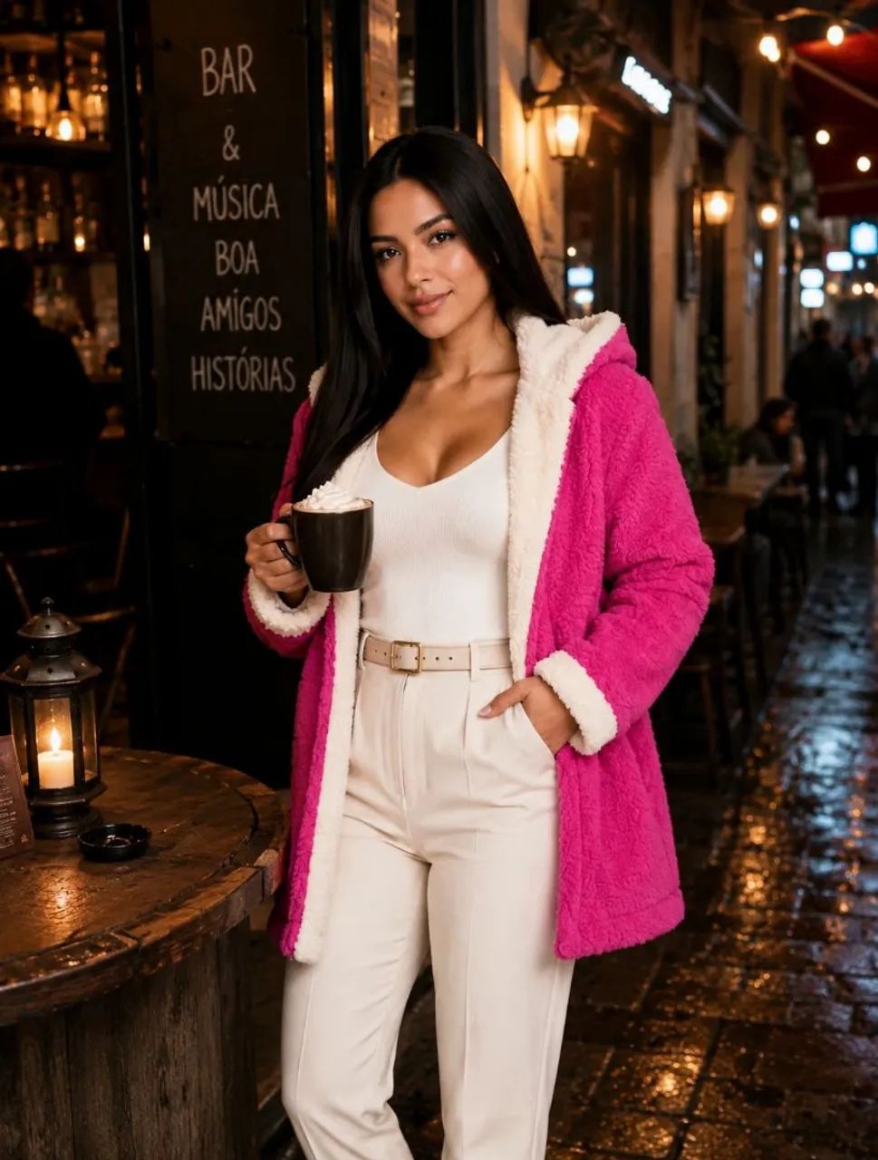 Sobretudo Ted Rosa Pink e branco novo  - Foto 4