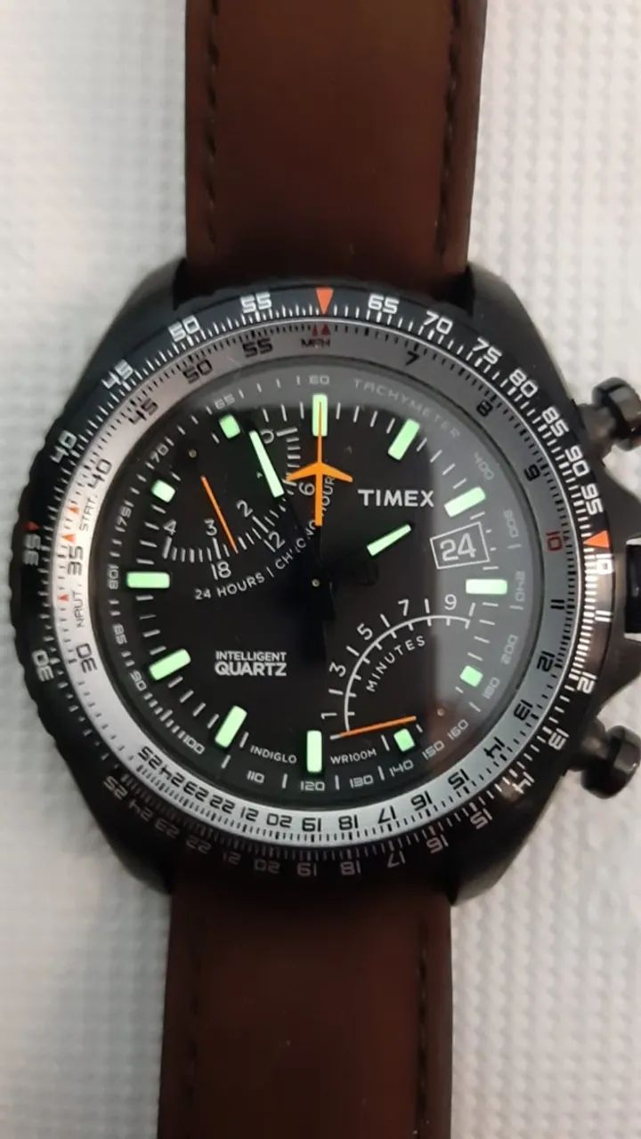Timex Intelligent Quartz Aviator Fly-Back (modelo T2P102) - MUITO RARO. ESTADO DE ZERO. - Foto 2