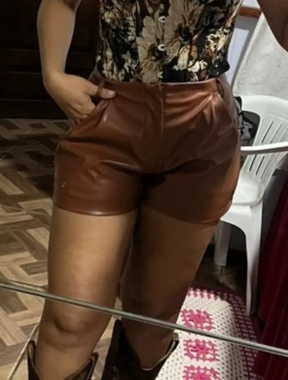 Short couro marrom  - Foto 3