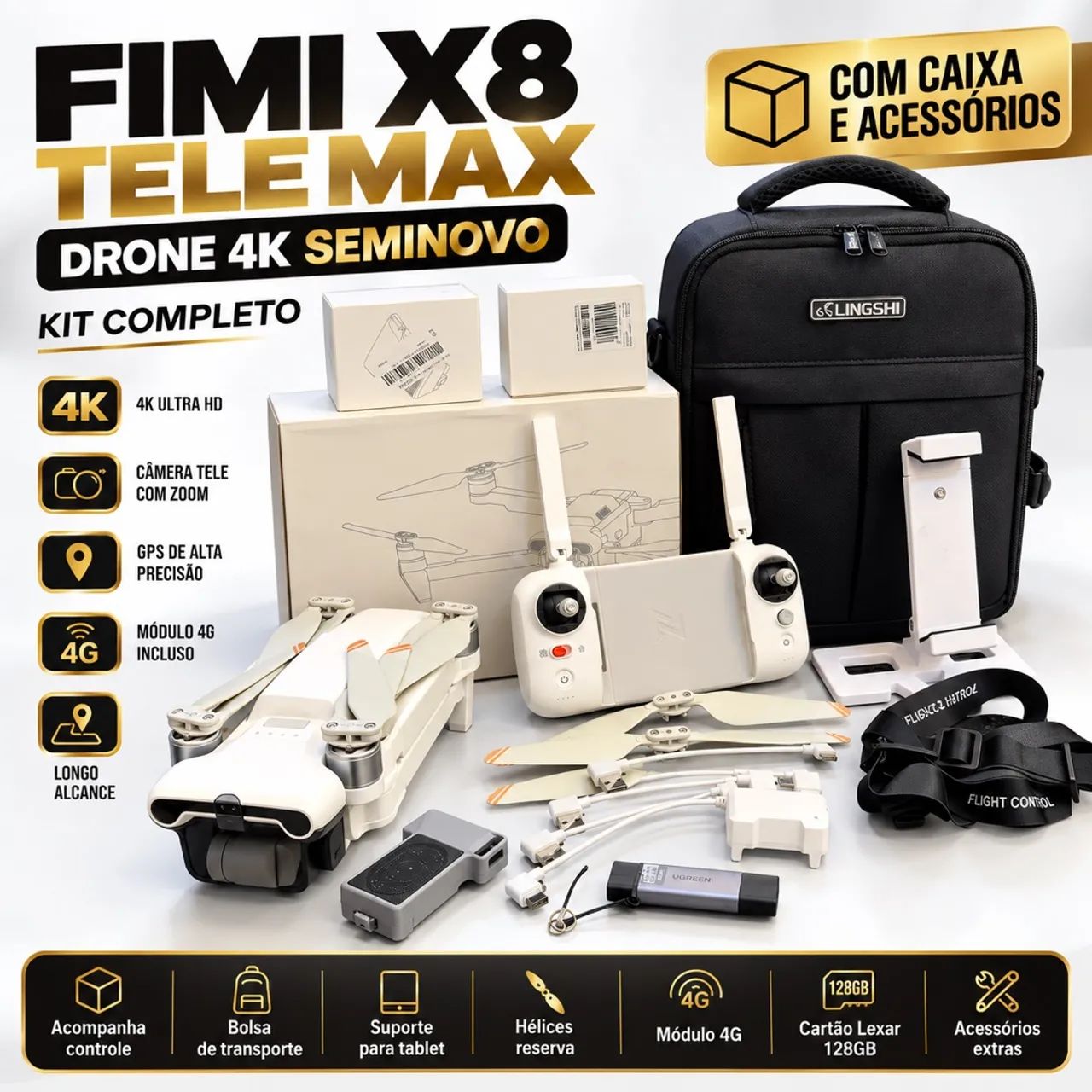 Drone Fimi X8 TeleMax com dispenser de cargas, autofalante e módulo 4g - Foto 3