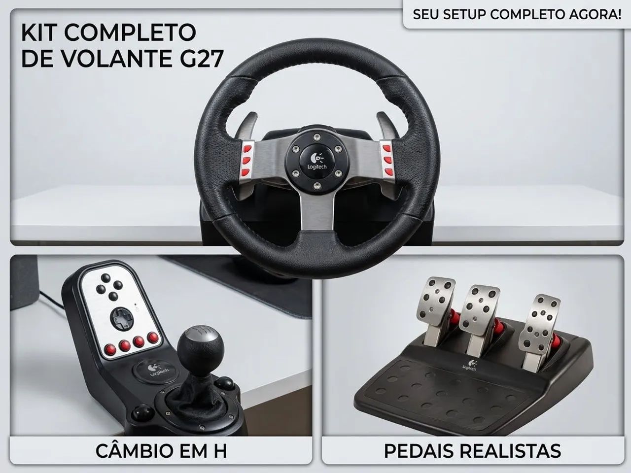 Volante Logitech G27 Driving Force - Com Pedais E Cambio
