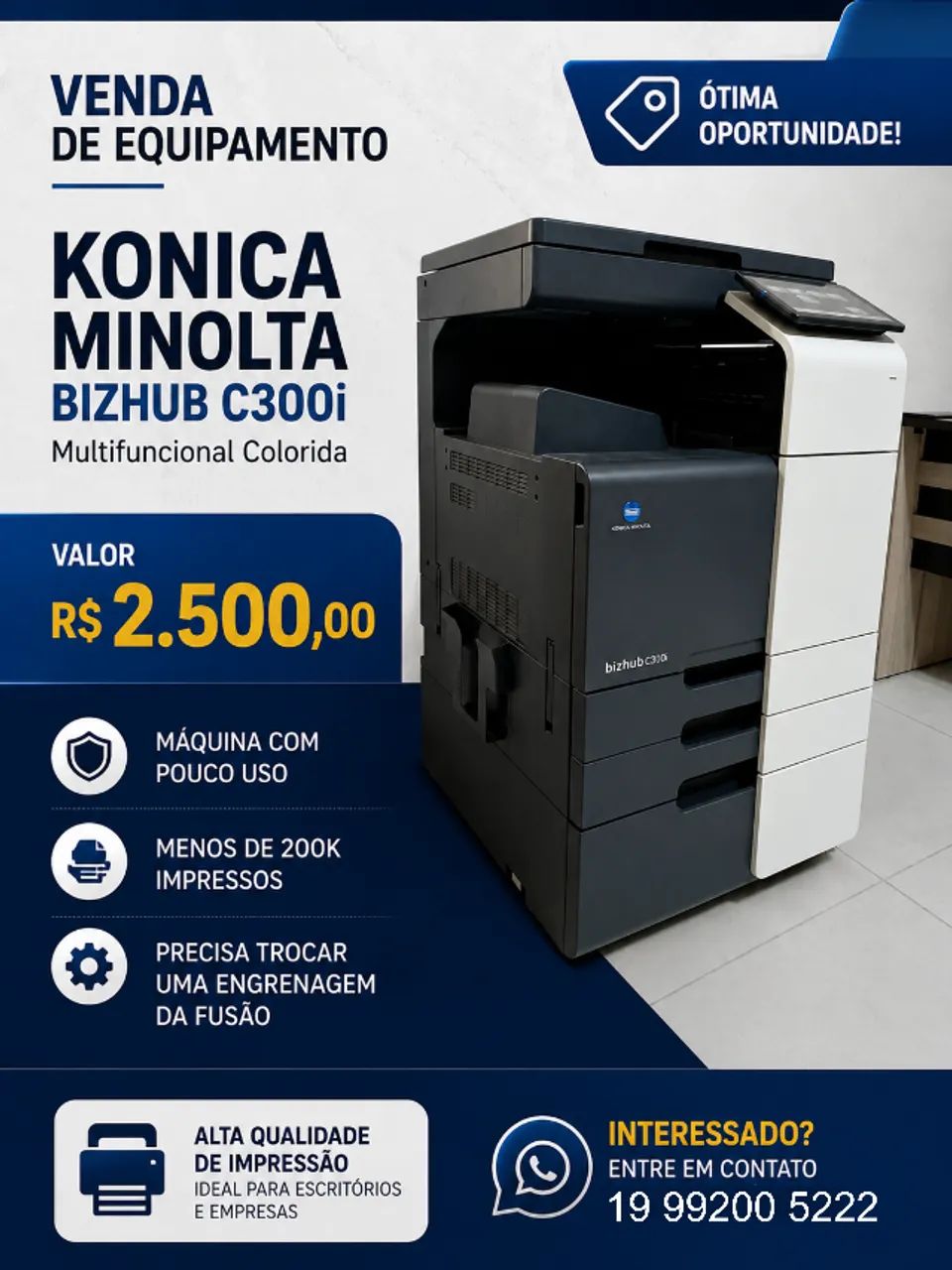Impressora Multifuncionl A3  Konica Minolta C300i - Foto 2