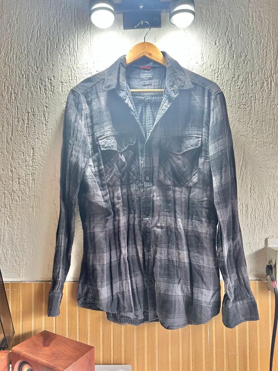 Camiseta Flanelada Quadriculada Cinza M