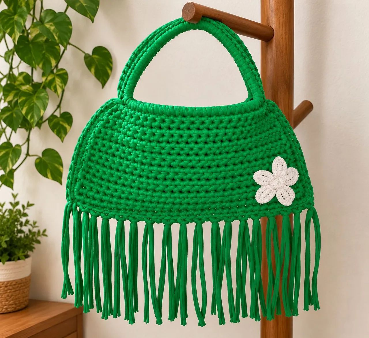 Bolsas em macramê fio de malha - Foto 2