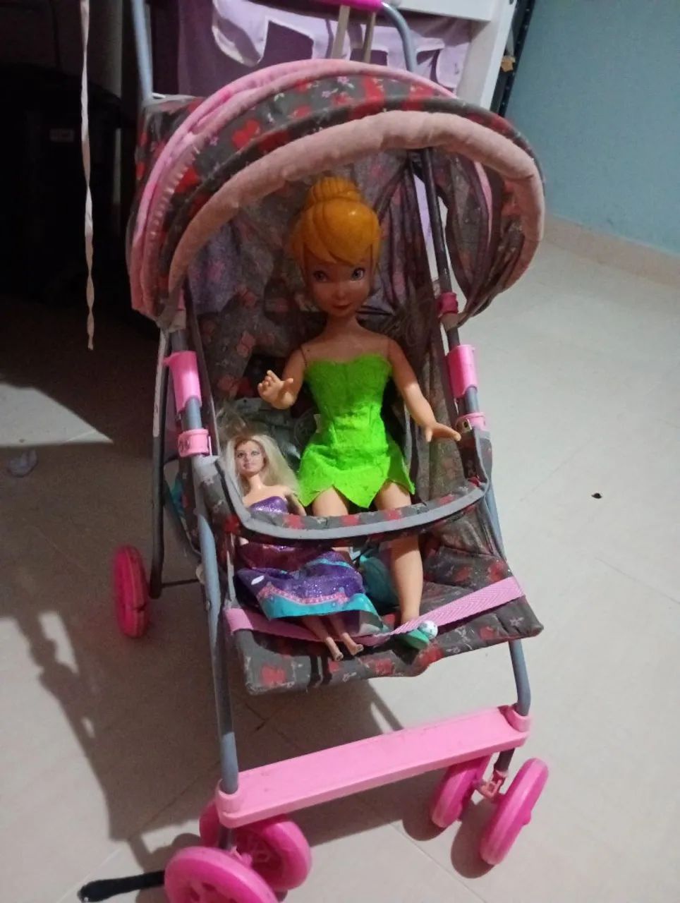 Carrinho de coneca c boneca tinker bell