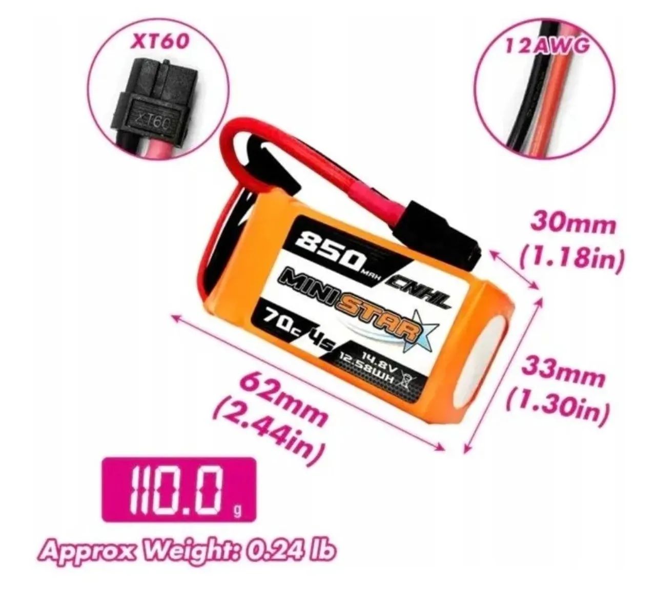 Bateria Lipo CNHL Ministar 4S 650mah Drone Racer Nova - Foto 5
