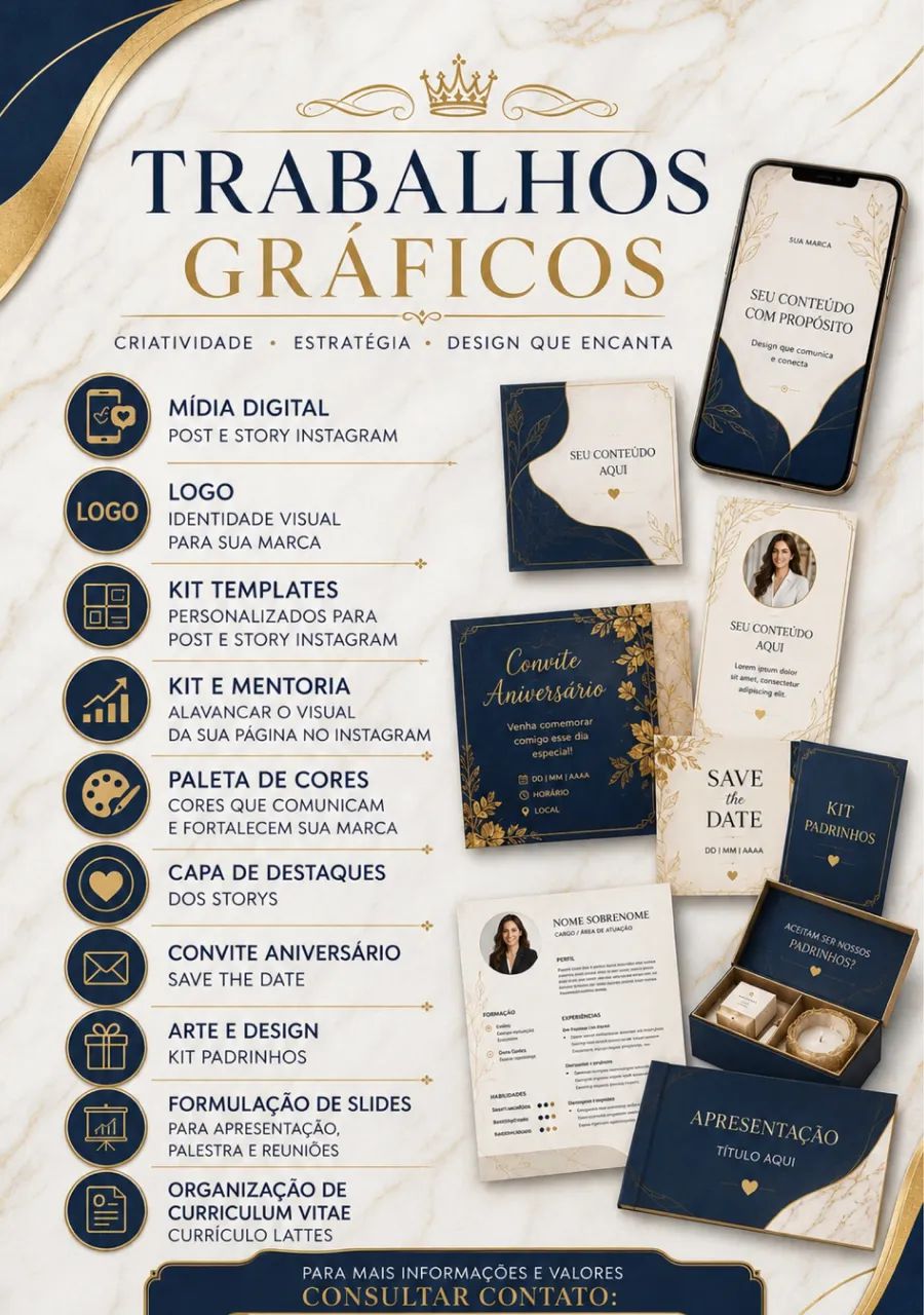 Trabalhos gráficos em marketing digital e Design