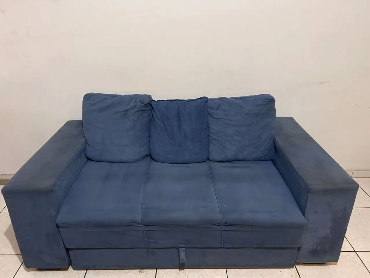 Sofá Retrátil 3 Lugares 1,85 Azul - Foto 4