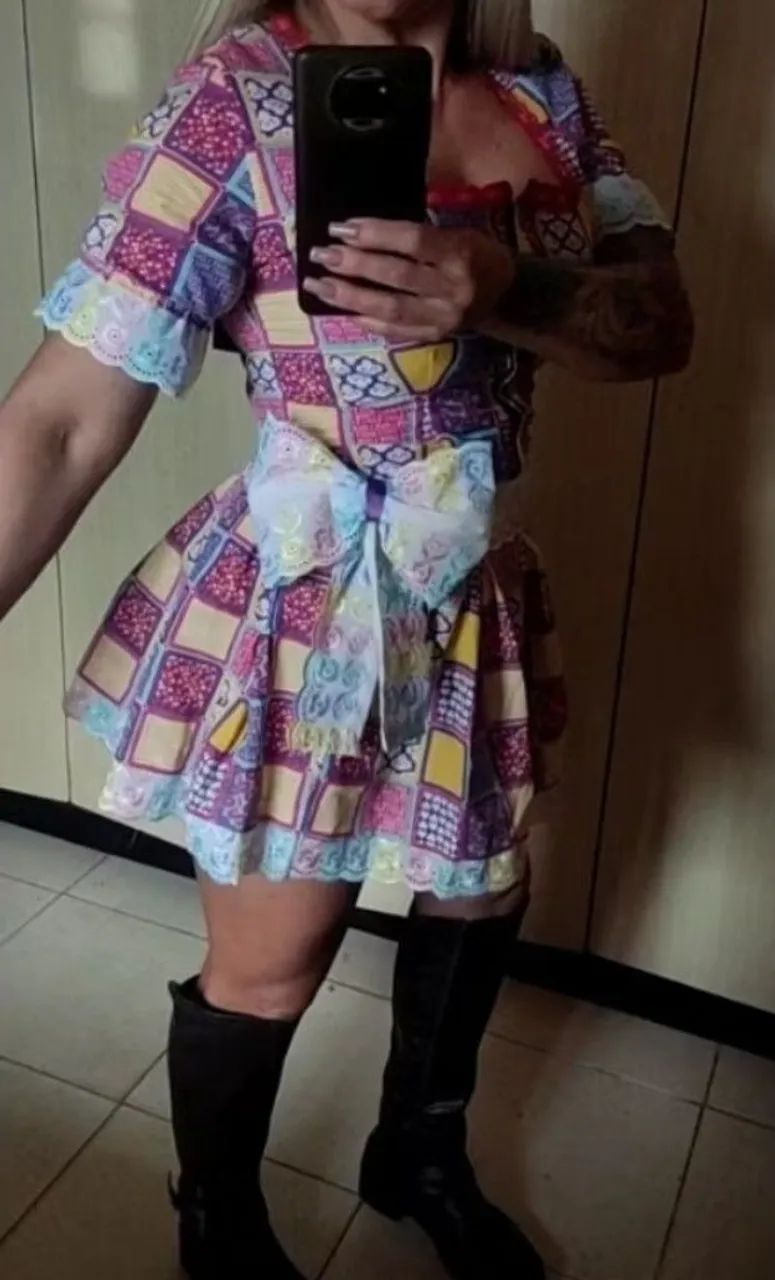 Vestido Junino Exclusivo com Bordado Inglês - Foto 2