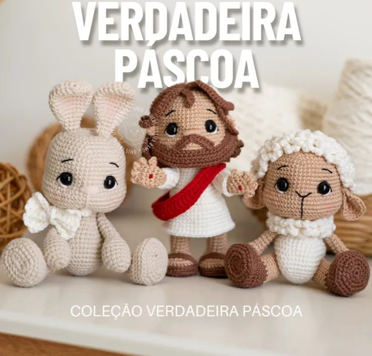 Boneco Boneca Amigurumi Crochê Moderno Sagrada Família The Chosen Jesus  - Foto 3